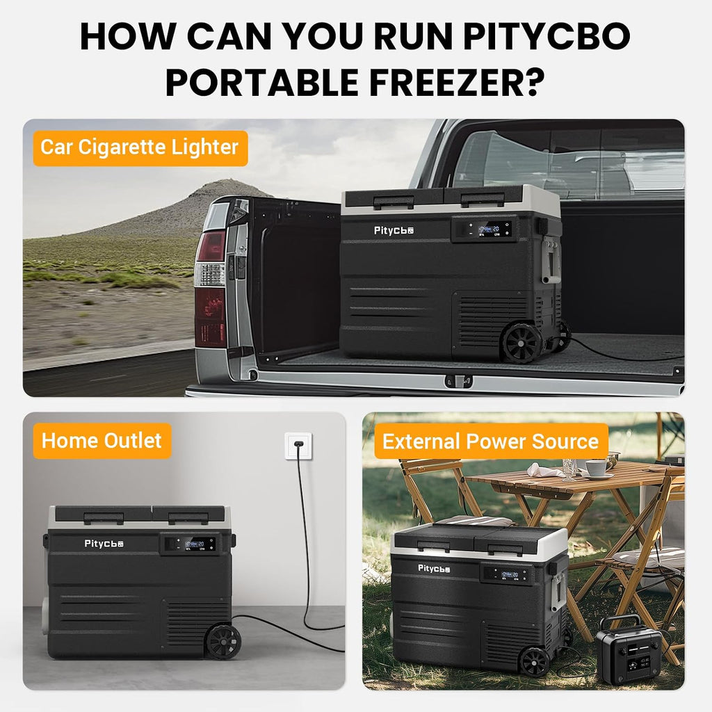Car Refrigerator 12v Portable Fridge for Car, Auto 56 Quart Dual Zone Freezer Compressor Cooler, -4℉—68℉ 12/24V DC 100~240 Volt AC for Truck, Camping, Travel, Vehicles, RV
