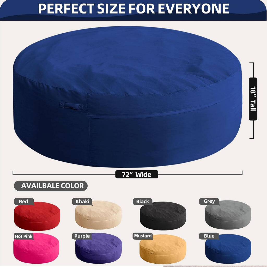 HABUTWAY XX-Large Bean Bag Chair: Giant 7' Memory Foam Furniture Bean Bag Chairs for Adults with Microfiber Cover 7Ft (Blue)