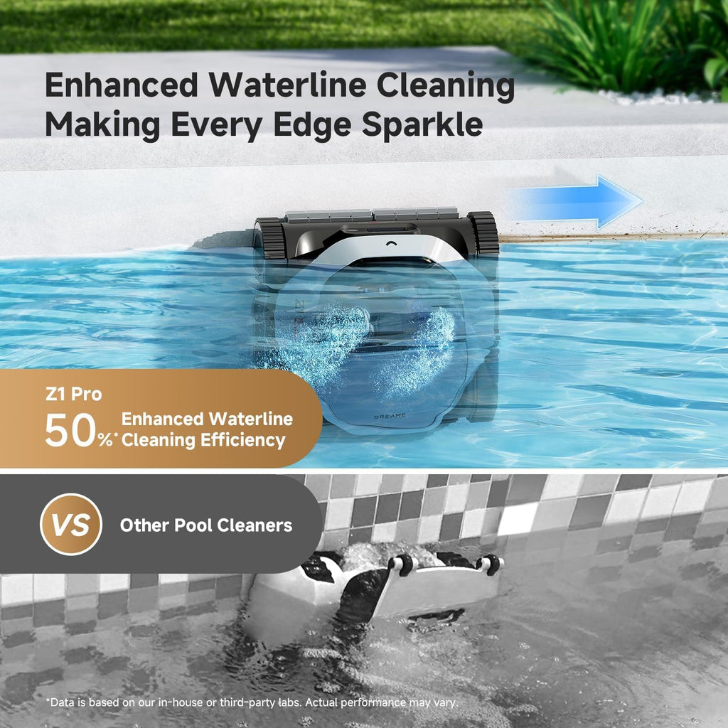 DREAME Z1 Pro Cordless Robotic Pool Cleaner, LiFi & APP Control, 8000 GPH Suction, Wall & Waterline Cleaning, UP to 180+ min, Auto-Retrieval, Automatic Pool Vacuum for Above & In-Ground Pools