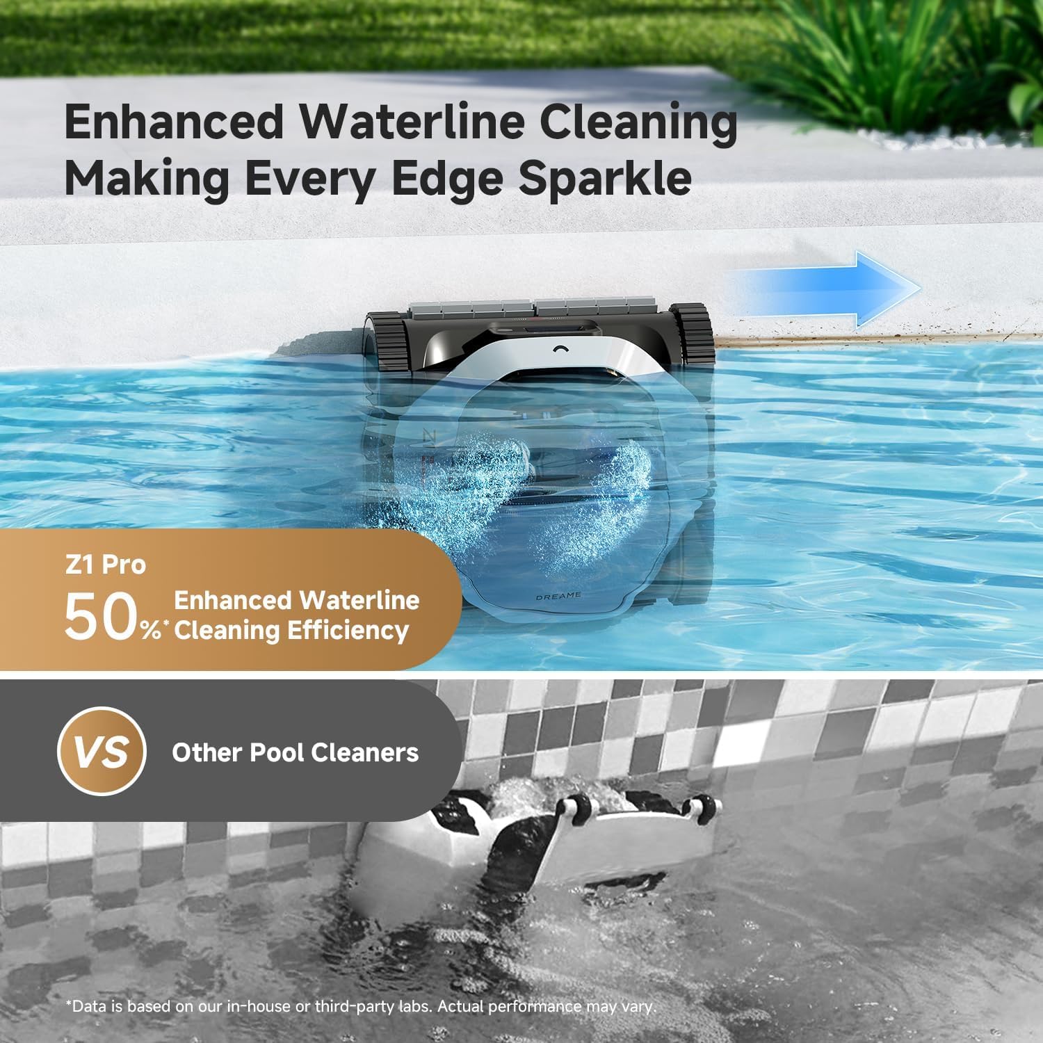 DREAME Z1 Pro Cordless Robotic Pool Cleaner, LiFi & APP Control, 8000 GPH Suction, Wall & Waterline Cleaning, UP to 180+ min, Auto-Retrieval, Automatic Pool Vacuum for Above & In-Ground Pools