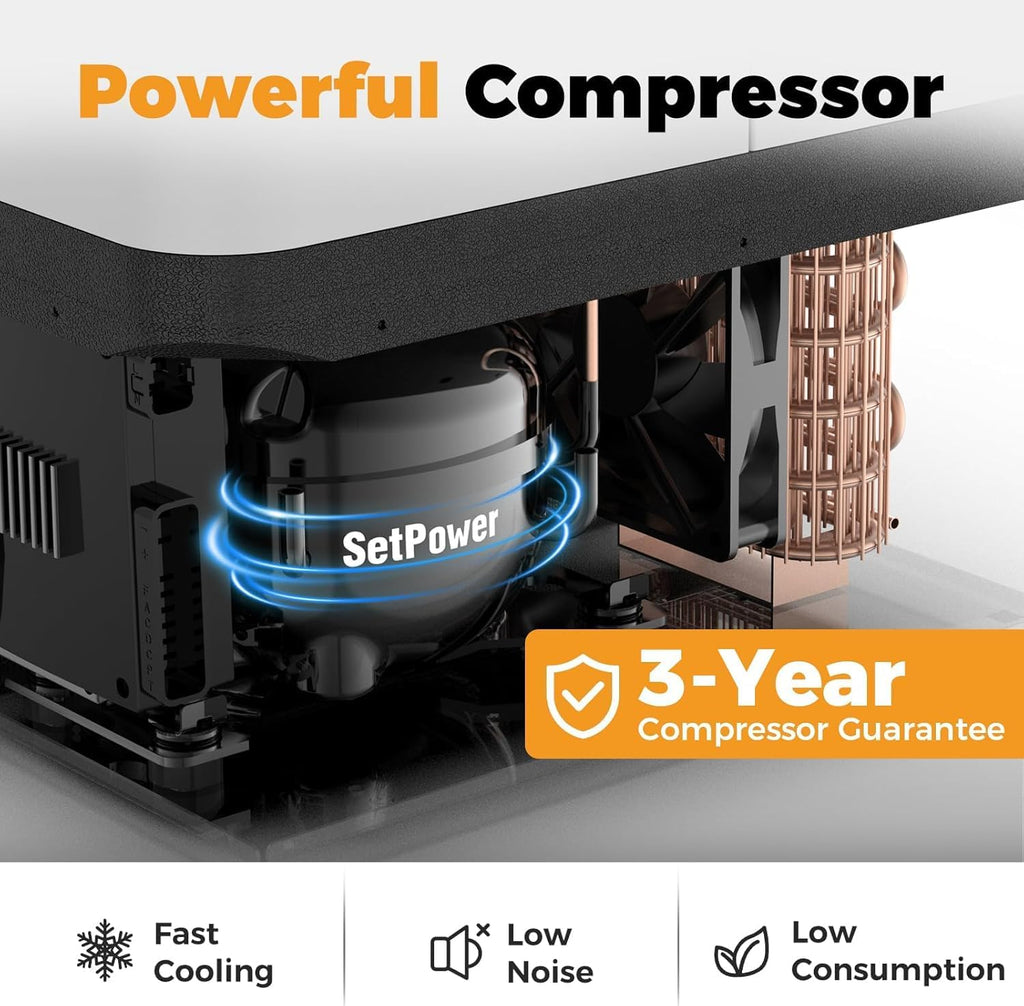 Setpower PT35 Car Refrigerator with Slide,35L Dual Zone Portable Freezer,0℉-50℉,12 Volt Refrigerator Electric Cooler for Car Camping, RV,Truck,Vehicles,Travel and Home Use,12/24V DC