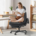 GXJ Criss Cross Chair with Flip-up Arms, Executive Office Chair with Foot Rest, Cross Legged Office Chair G800 Plus, Extra Lumbar Pillow, Corduroy Comfy Computer Desk Chair for Home, Black