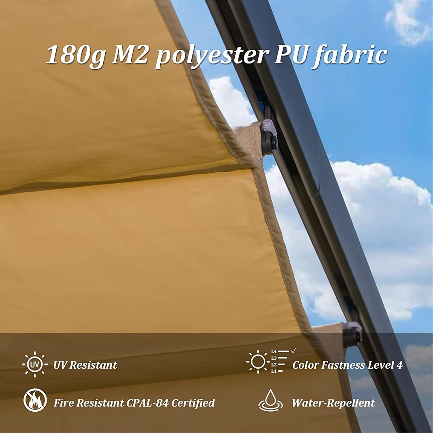 13 x 9 Ft Outdoor Patio Retractable Pergola with Canopy, Aluminum Sunshelter Pergola Grill Gazebo, Modern Sun Shelter Pergola for Gardens, Terraces, Backyard, Dark Grey+Khaki