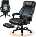 Reclining Office Chair with Retractable Footrest & Adjustable Lumbar Support - 500 lbs Capacity for Big and Tall Users, Leather Executive Desk Chair for Home Office, Work, and Relaxation, Black