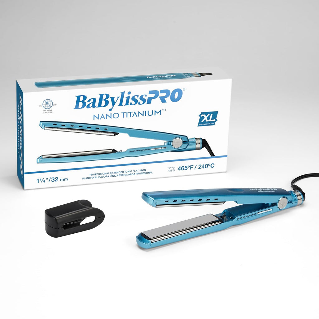 BabylissPRO Nano Titanium Ionic Hair Straightener, Professional Flat Iron for All Hair Types
