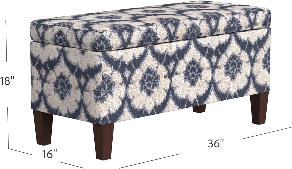 HomePop Large Decorative Storage Bench - Blue Medallion Print
