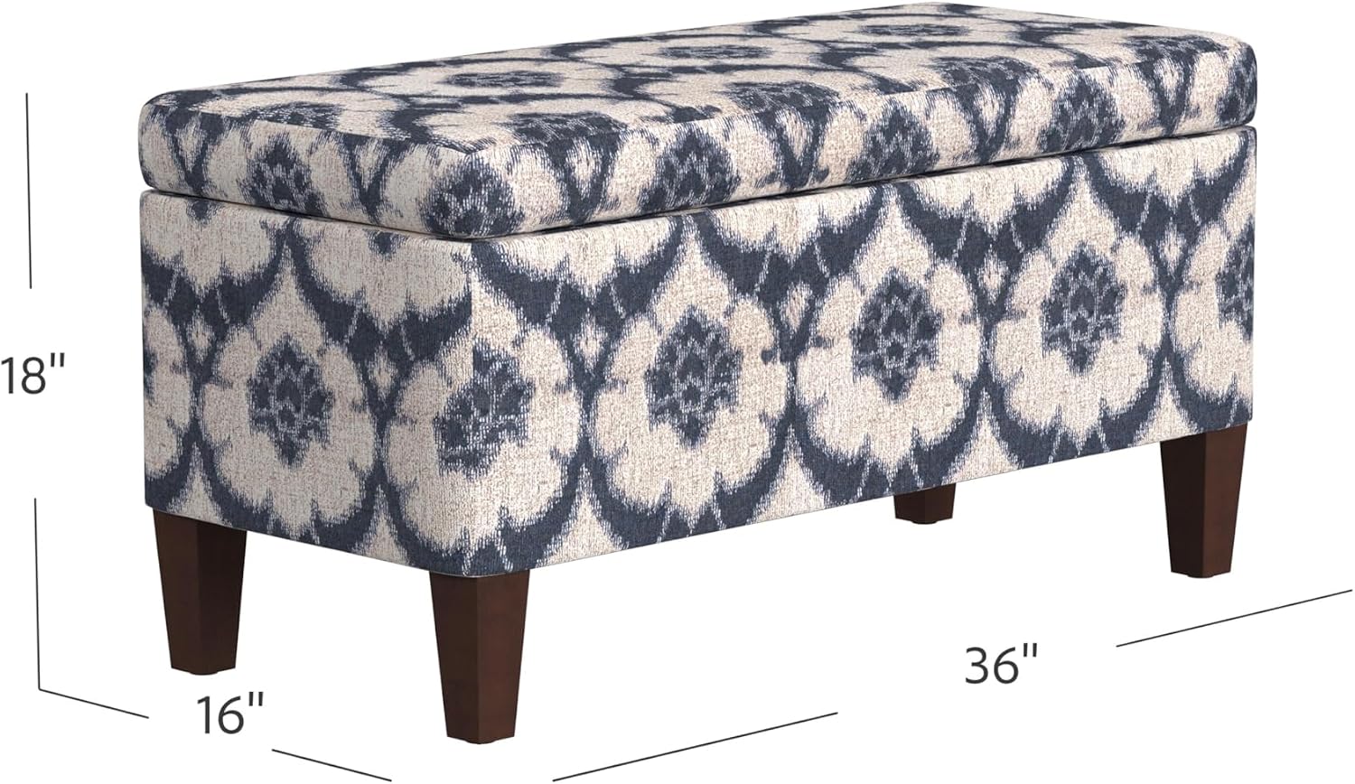 HomePop Large Decorative Storage Bench - Blue Medallion Print
