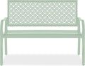Best Choice Products Outdoor Bench 2-Person Metal Steel Benches Furniture for Garden, Patio, Porch, Entryway w/Geometric Backrest, 790lb Capacity - Mint Green