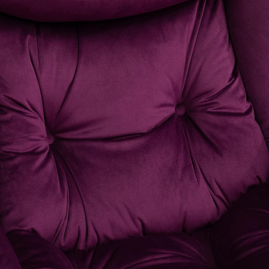 HollyHOME Lazy Chair with Armrest and Side Pocket, Comfy Accent Lounge Chair,Leisure Sofa Armchair for Living Room, Bedroom, Dorm, or Small Spaces, Oversized Reading Sofa Chair,Velvet Deep Purple
