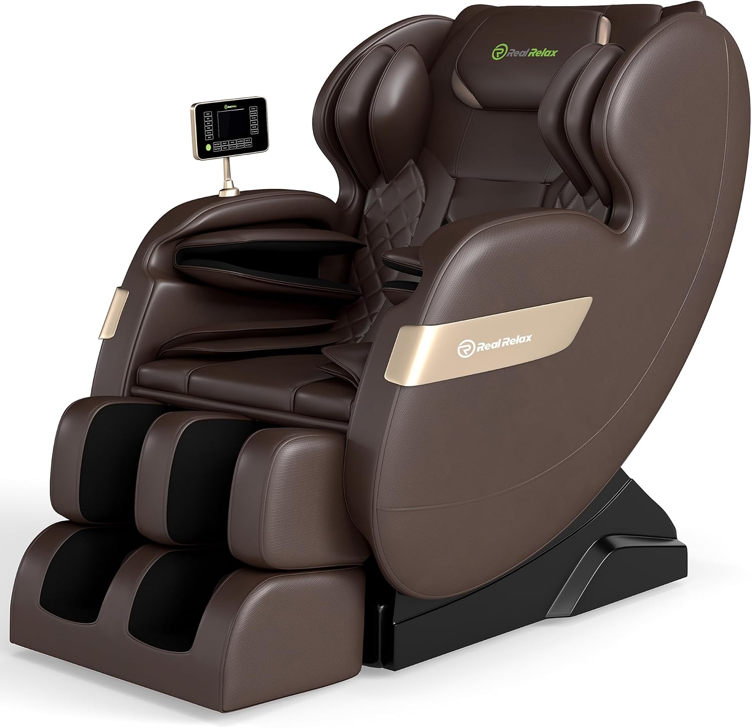 Real Relax 2025 Full Body Massage Chair of Dual-core S Track,Shiatsu Massage Recliner of Zero Gravity with APP and LCD Control,Bluetooth,Home or Office Use,Brown