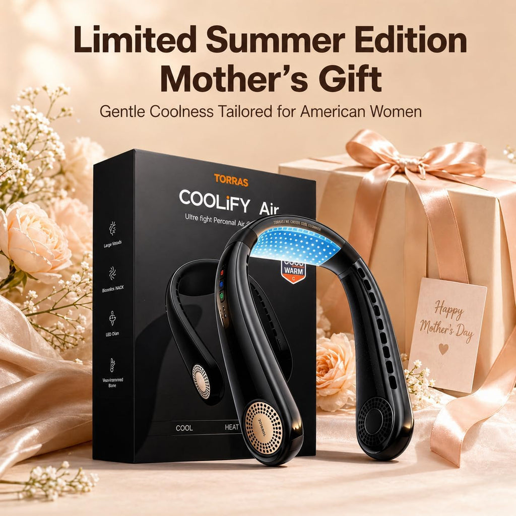 TORRAS COOLiFY Air Neck Fan Air Conditioner, 3D Airflow, Light Portable Fan Rechargeable, Personal Cooling Fan Travel Essentials, Work, Travel, Camping, Onyx Black