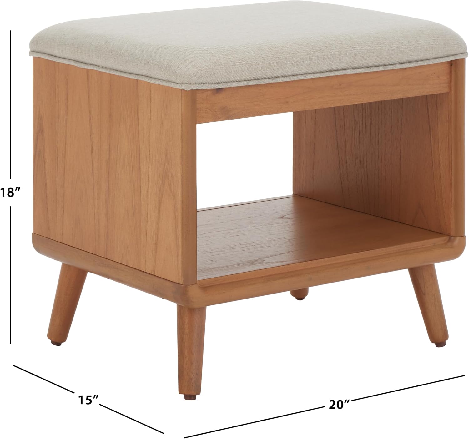 SAFAVIEH Home Collection Solo Cream/Natural Open Shelf Bench with Cushion