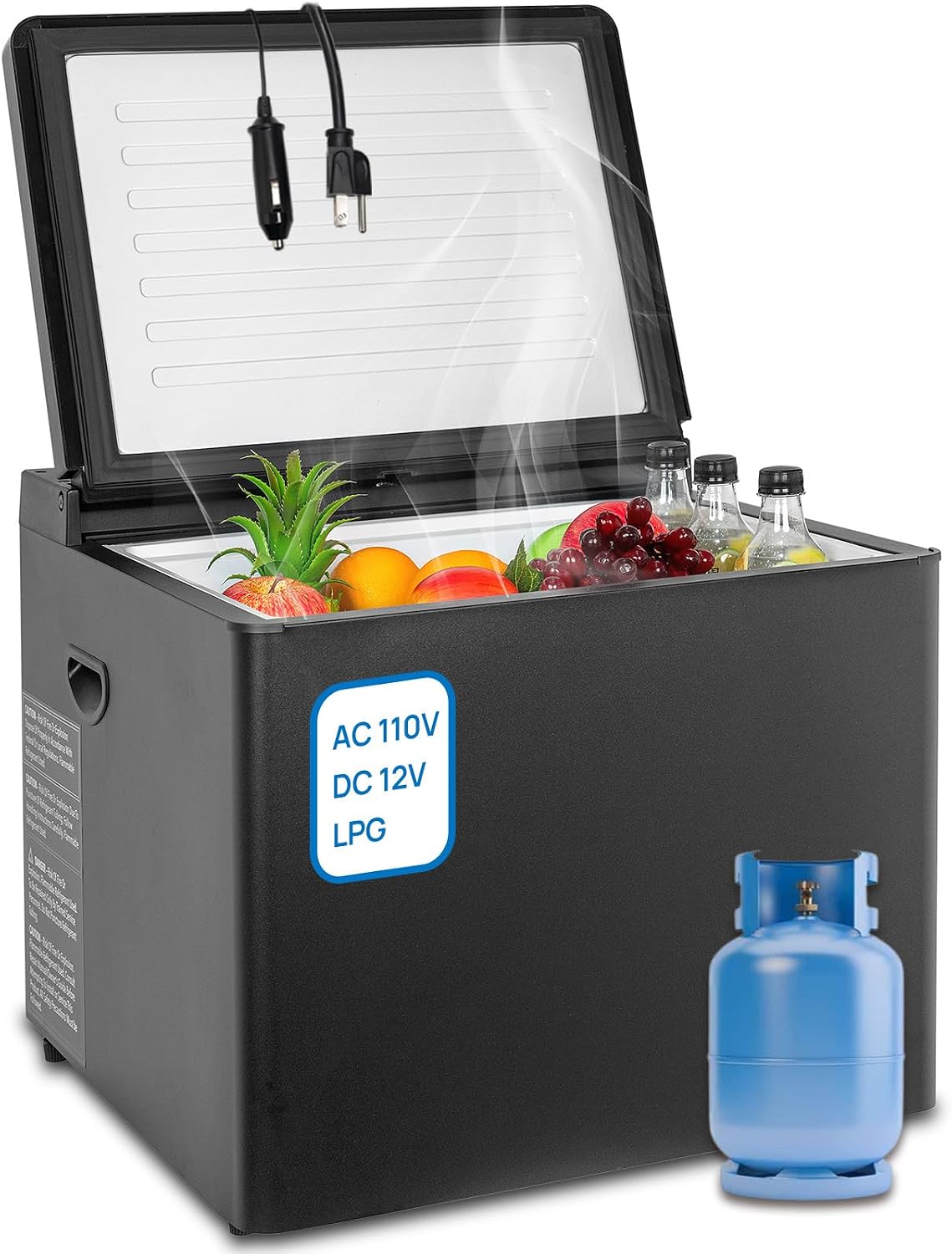 Propane Refrigerator 1.6 cu.ft, Top Open RV Refrigerator 3 Way LPG/110V/12V, 12 Volt Refrigerator for Gas Refrigerators Off Grid Freezerless, RV Fridge Small, for Camper, Semi Truck Use