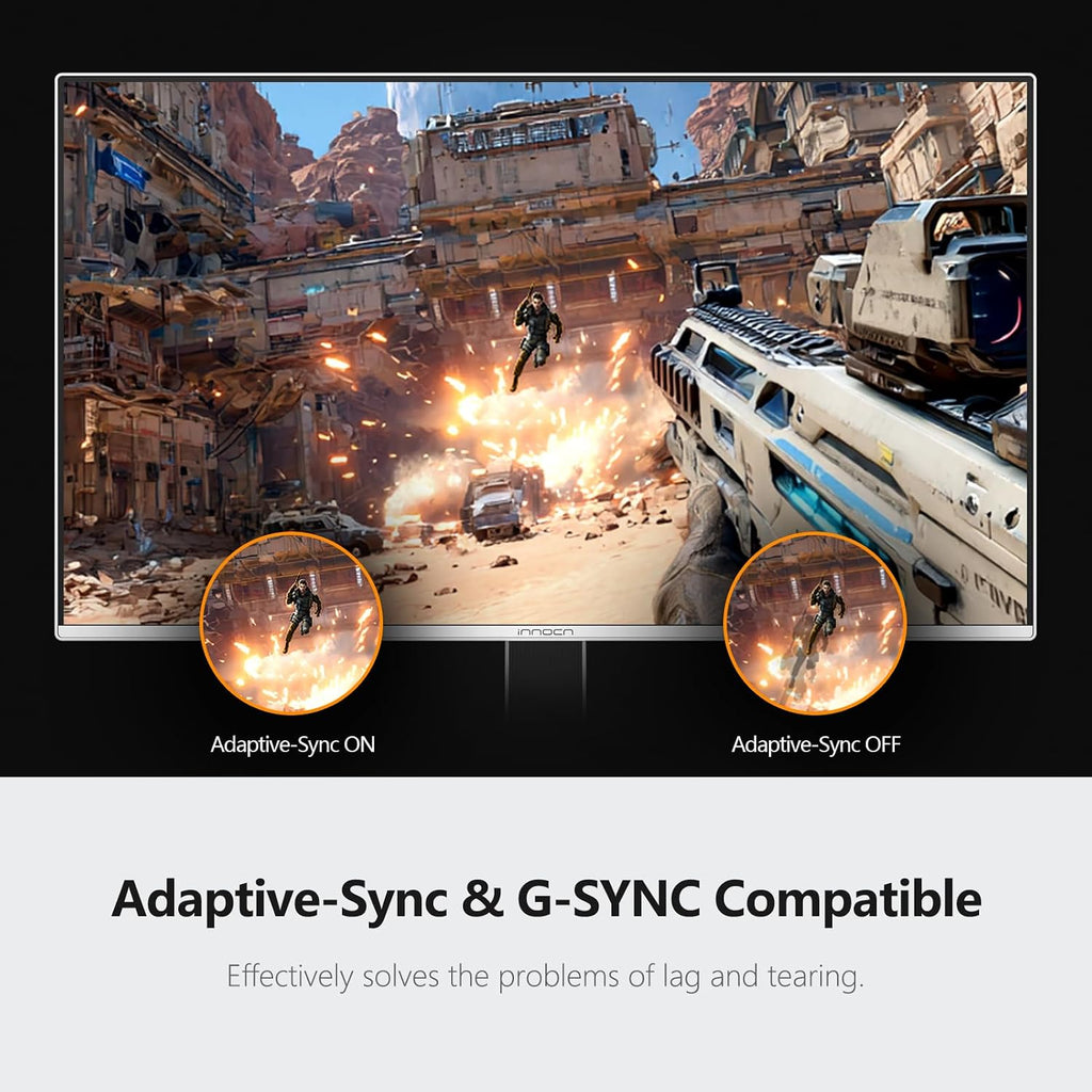 INNOCN 27' QD-OLED 3840 x 2160p 4K 240Hz Gaming Monitor, Gaming Console Ready, VRR, MAC-View Mode, HDR 400, 0.03ms, FPS/RTS, HDMI 2.1, DP, Speaker, Pivot Adjustable Stand, Ultra-Thin - GA27W1Q