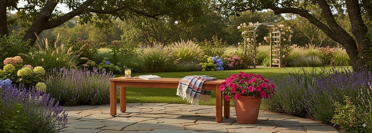 Amazonia Aster Backless Patio Eucalyptus Wood | Ideal for Outdoors and Indoors, 53', Brown Bench