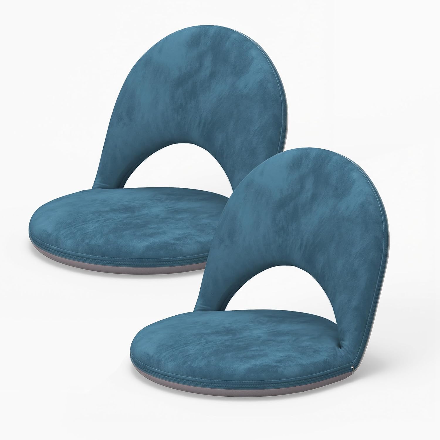 2Pcs Floor Chair, 5-Position Foldable Floor Chair for Kids with Adjustable Back, Soft Sponge & Velvetean Cover, for Adults and Kids, Indoor Outdoor Use, Meditation, Gaming, Camping(Blue)
