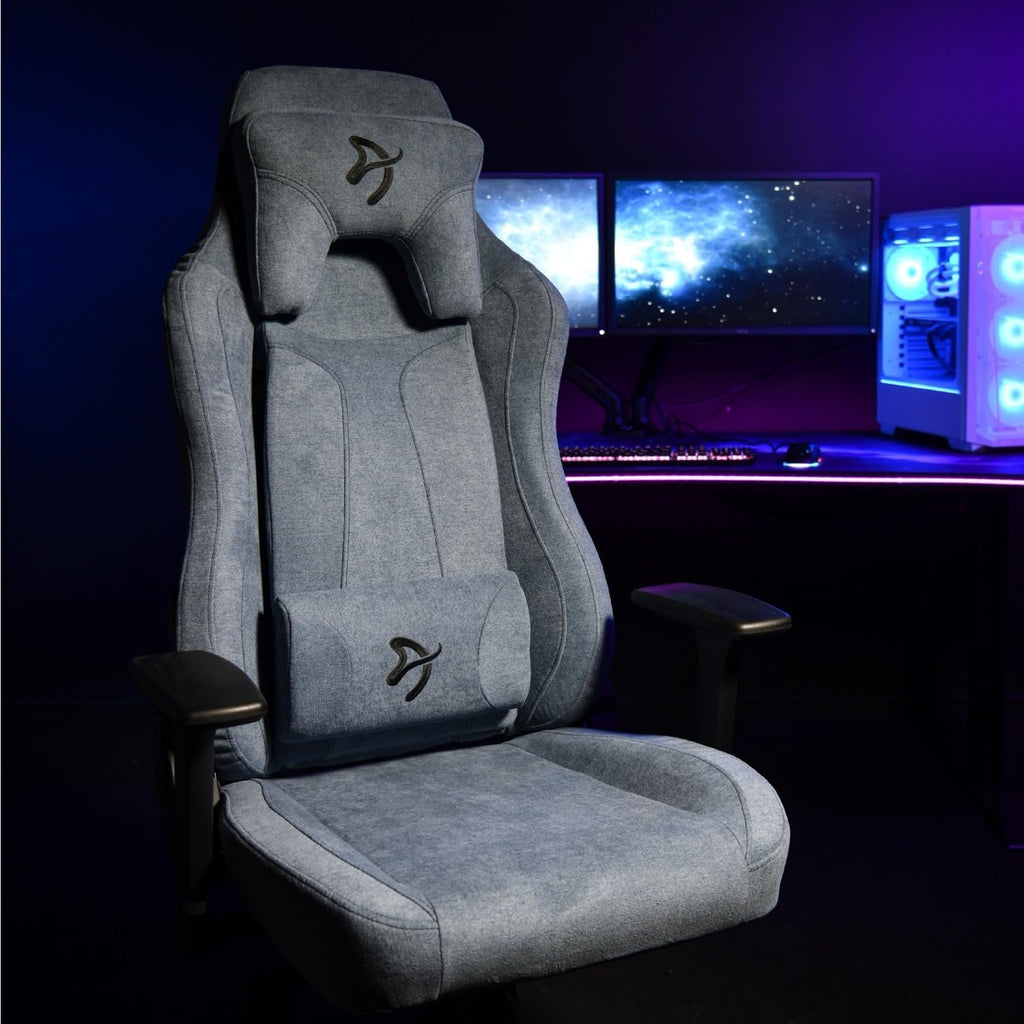 Arozzi Vernazza Soft Fabric Durable Upholstery Ergonomic Office and Gaming Chair with High-Level Features Like 3D Armrests and a Pro Mechanism Along with Soft Neck & Lumbar Support Pillows-Blue