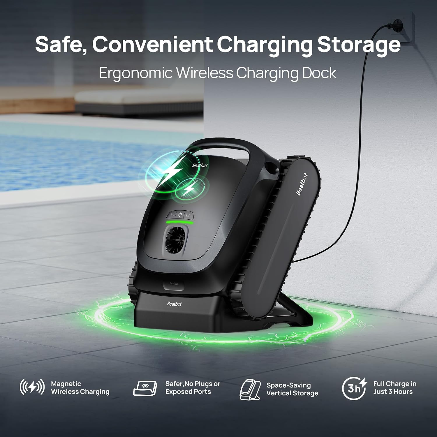 Beatbot A100 Cordless Robotic Swimming Pool Cleaning Vacuum, Wireless Charging, APP Controlled