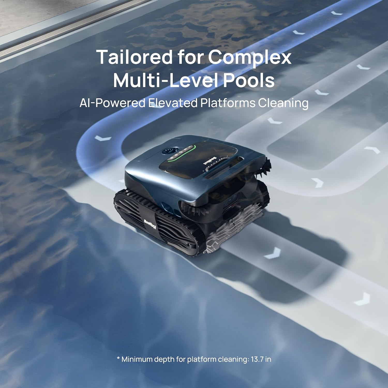 Beatbot AquaSense 2 Ultra Cordless Robotic Pool Cleaner for Complex Pools, Mapping with AI Camera, 5-in-1 Cleaning, Smart Surface Parking, Skimmer with APP Control, Water Clarification – Abyssal Blue