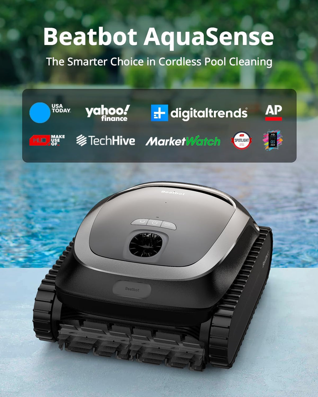 (2026 Upgrade) Beatbot AquaSense Cordless Robotic Pool Vacuum Cleaner - Intelligent Path Opimization, Cleans Floor, Walls, and Waterline - Suitable for Above & In-Ground Pools up to 2,260 sq.ft.