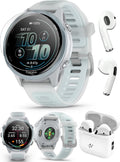 PlayBetter Garmin Forerunner 570 (42mm, Cloud Blue/Translucent Whitestone) Advanced GPS Running and Triathlon Smartwatch Bundle HD Screen Protectors & Wireless Earbuds