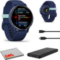 Garmin Vivoactive 5, Health and Fitness GPS Smartwatch for Men and Women, Metallic Navy Bezel w/Navy Case and Silicone Band, 1.2' AMOLED Touchscreen Display, 11 Days Battery Life (Bundle)