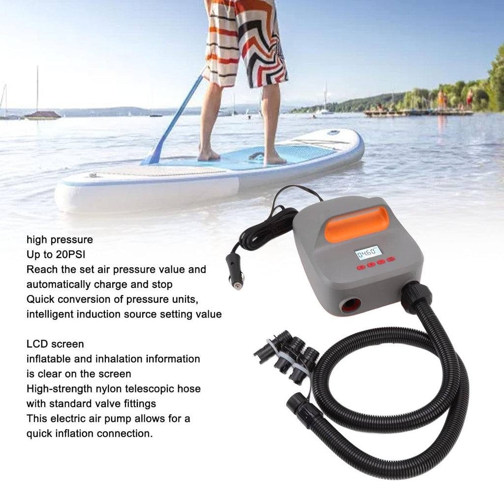 20PSI High Paddle Board Pump, Electric Portable S UP Air Pump-12V DC Car Plug Powered, for Paddle Board Inflation Deflation
