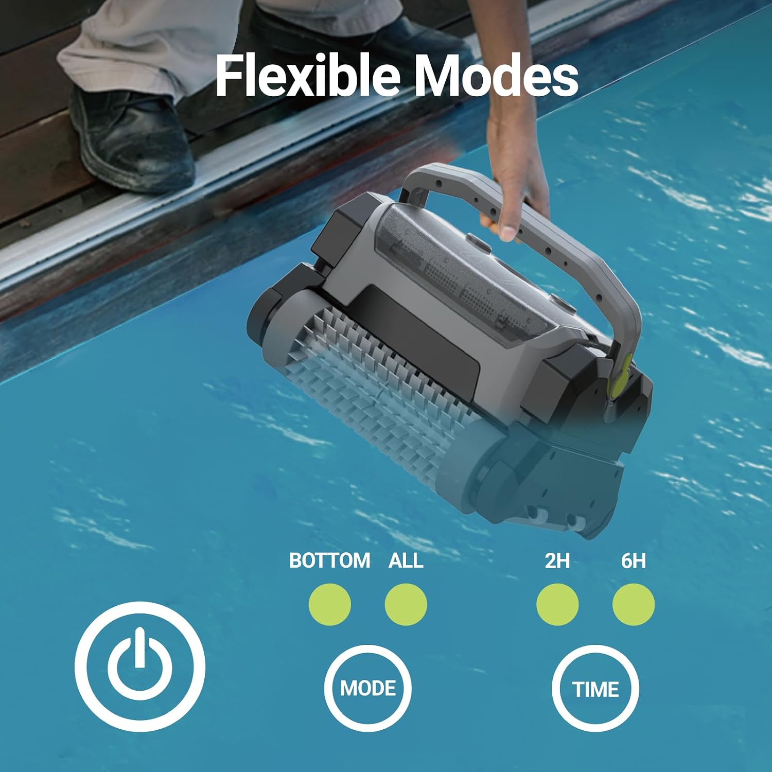 4-in-1 Pool Vacuum R1,Smart Pool Vacuum for Pool Bottom, Water Line,Surface Full-Function Cleans Up to 3230 Sq. ft, AC Pool Robot Vacuum Runtime Up to 360mins