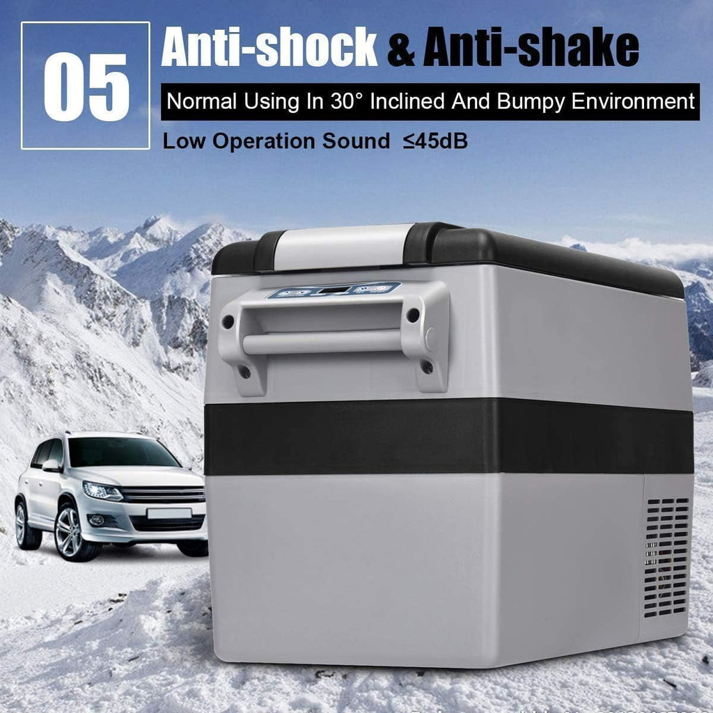 COSTWAY Car Refrigerator, 44-Quart Electric 12V/24V Car Cooler with 3 Levels, LCD Display, Shockproof Design, Travel RV Fridge for Camping, Truck Party