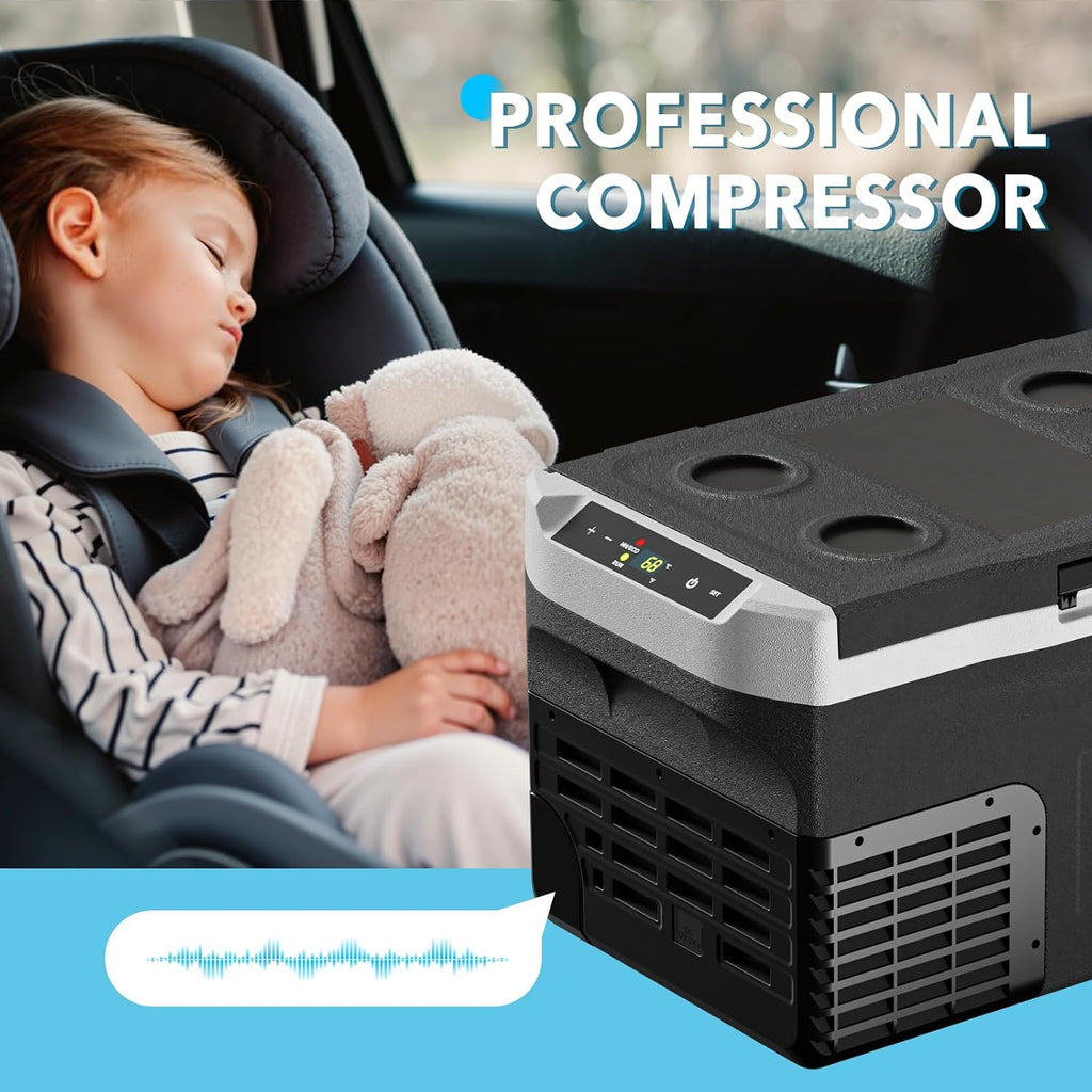 DOGHLY 12 Volt Refrigerator, 22QT Portable Cooler -4℉-68℉, Compressor Car Fridge 12V/24V DC & 110-240V AC, Electric Cooler for Truck, RV, Camper, SUV, Travel, Camping & Road Trips (22QT)