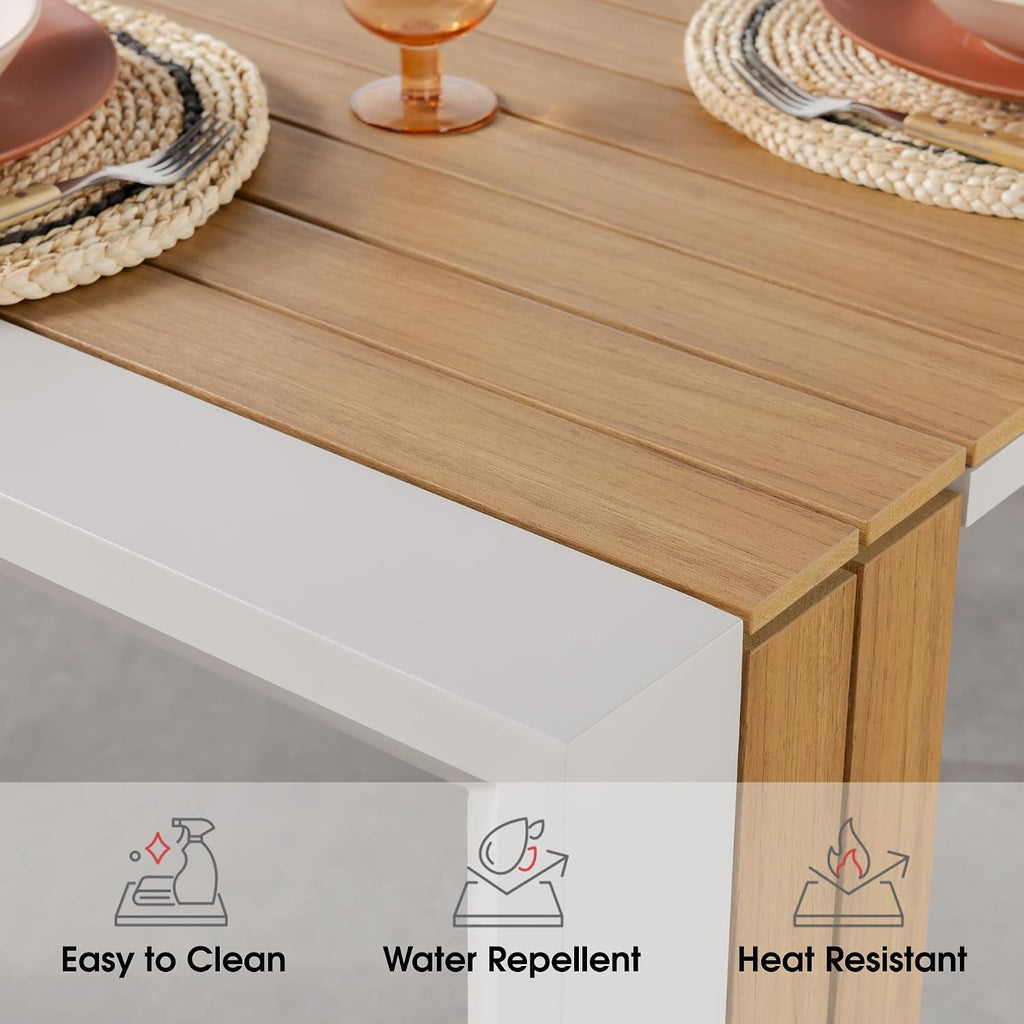 Transformer Table - Extendable Outdoor Dining Set, up to 12 Expandable Patio Table, Seats, Weather-Resistant Patio Furniture, Light Oak, Natural (Table + 2 Benches)