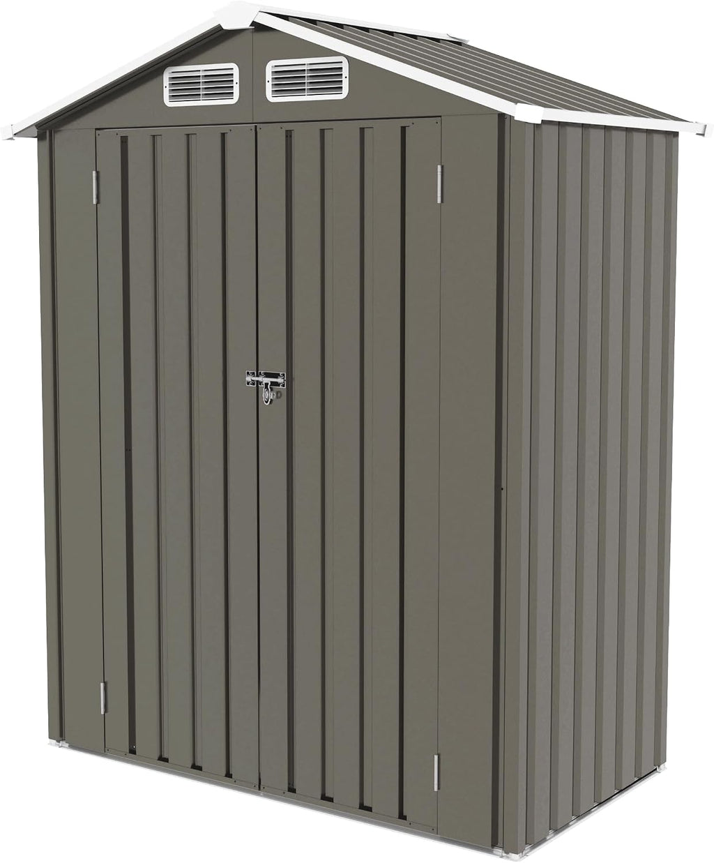YOPTO 5X3 FT Metal Outdoor Storage Shed,Waterproof Backyard House Buildings with Pitched Roof and Lockable Door,Tool Sheds w/Vents,for Garden Garbage Enclosure,Gray