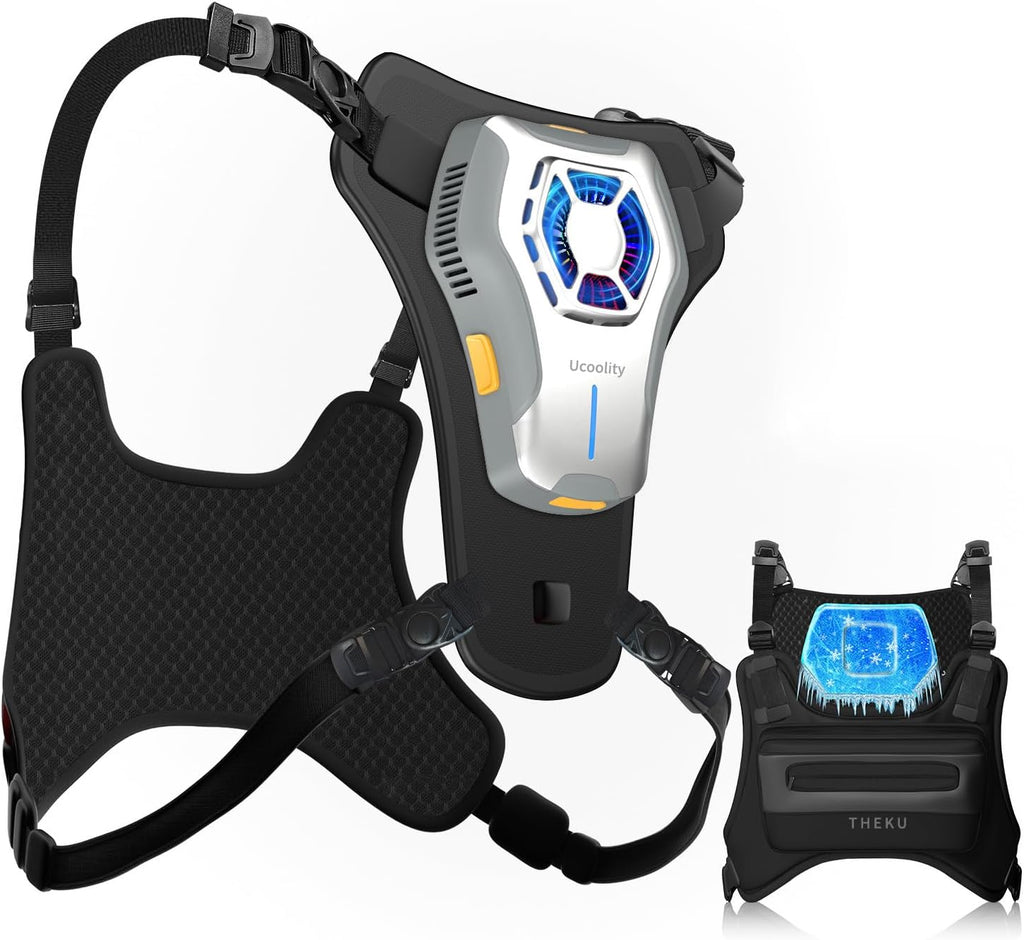 Portable Wearable Fan Rechargeable, Lightweight Cooling Vest, Portable Back Air Conditioner, Cooling Clothes Perfect for Travel, Sport, Hiking (Black)
