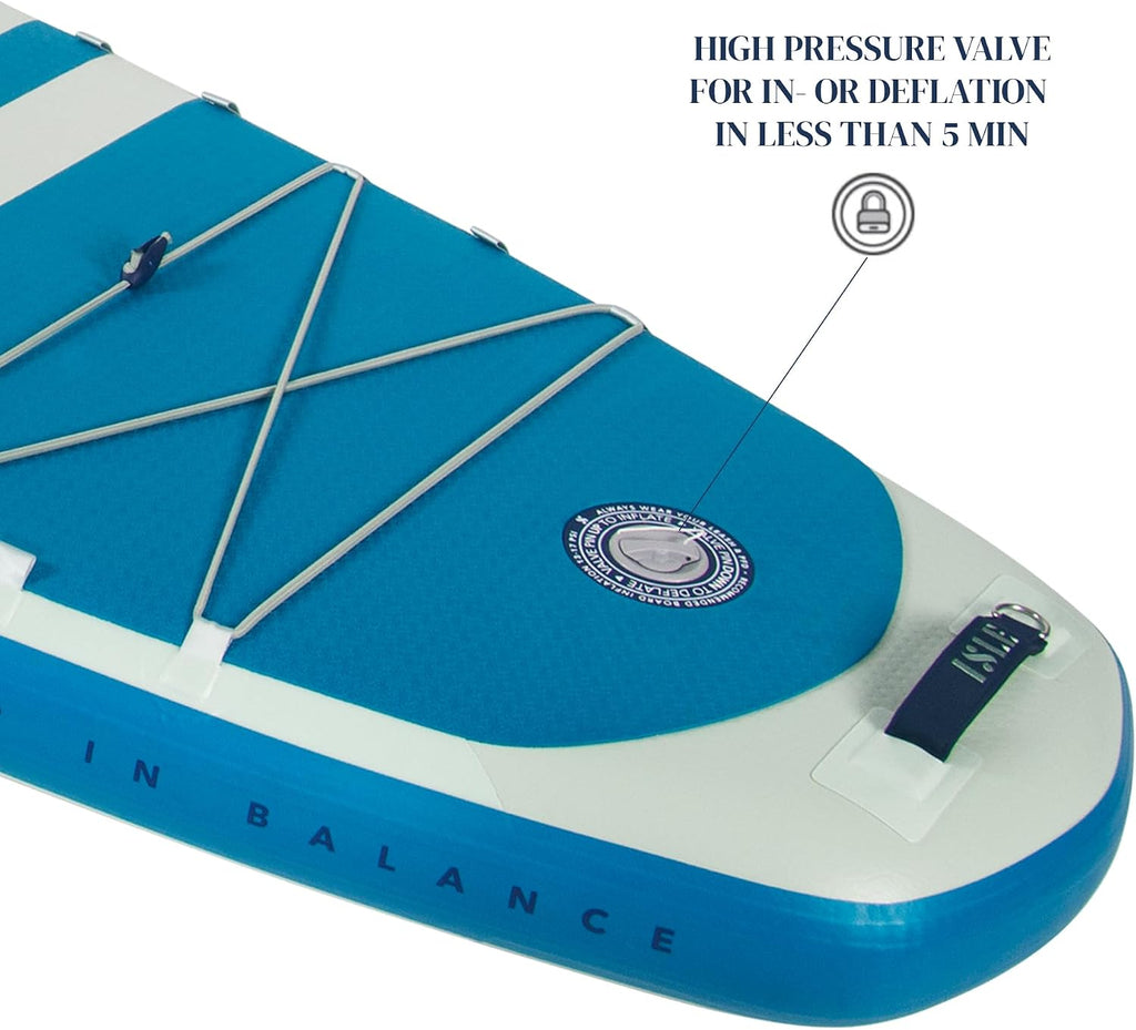 ISLE Explorer 3.0 Inflatable Stand Up Paddle Board & iSUP Bundle Accessory Pack, Adventure & Touring Board, Durable, Lightweight with Stable Wide Stance, 300 Pound Capacity, 11.6'x 6'