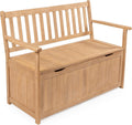 happimess STB1000A Sophie 48' Traditional Farmhouse Lift-Top Acacia Wood Storage & Entry Bench, Light Teak Matte Finish, with Seating & Armrest for Patio, Garden, Porch, Backyard, Poolside