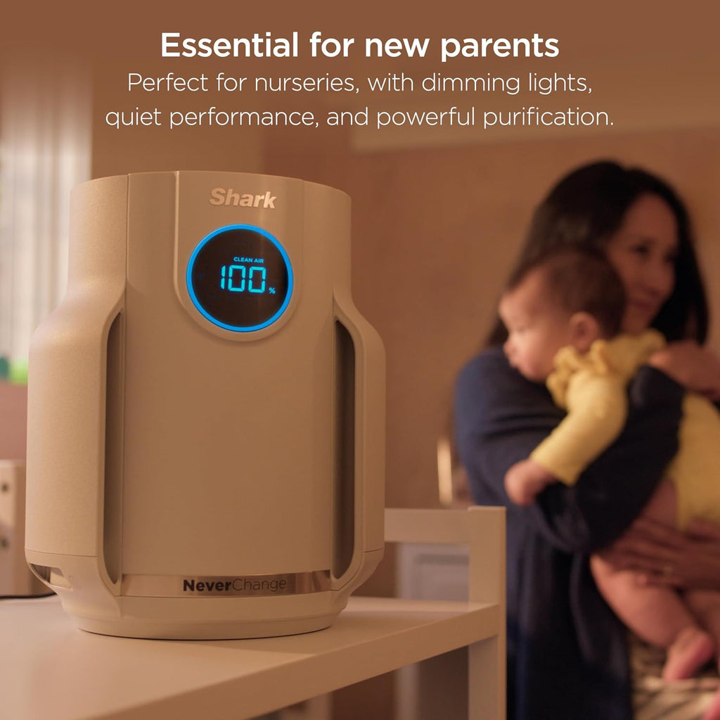 Shark Air Purifier for Home, NeverChange Compact Pro, for Bedroom, Nursery, Home Office, Dorm, HEPA-Exceeding Filter, Captures Pollutants, Pet Dander, Dust, Odor, Smoke, and More, HP072PL, Lilac