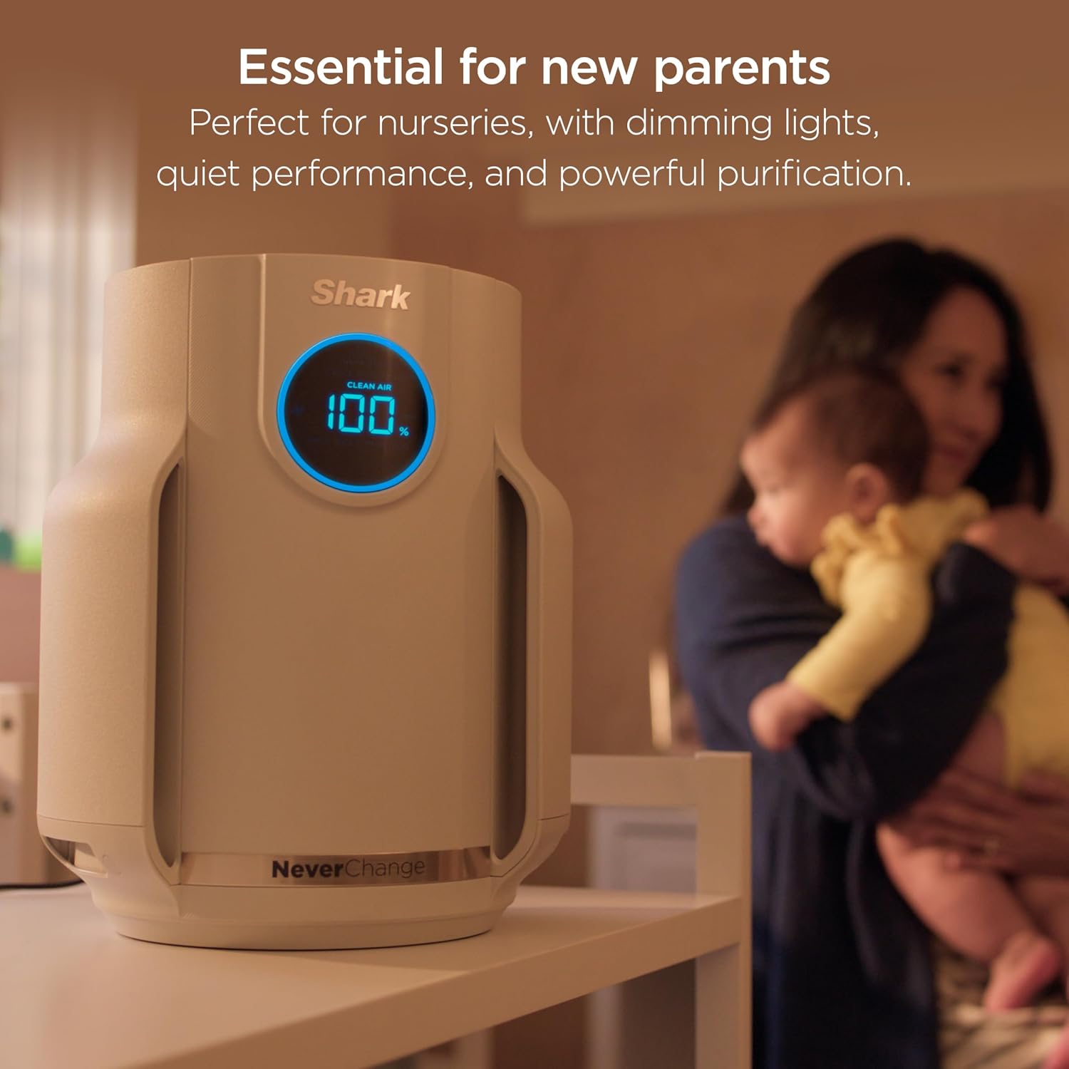 Shark Air Purifier for Home, NeverChange Compact Pro, for Bedroom, Nursery, Home Office, Dorm, HEPA-Exceeding Filter, Captures Pollutants, Pet Dander, Dust, Odor, Smoke, and More, HP072PL, Lilac