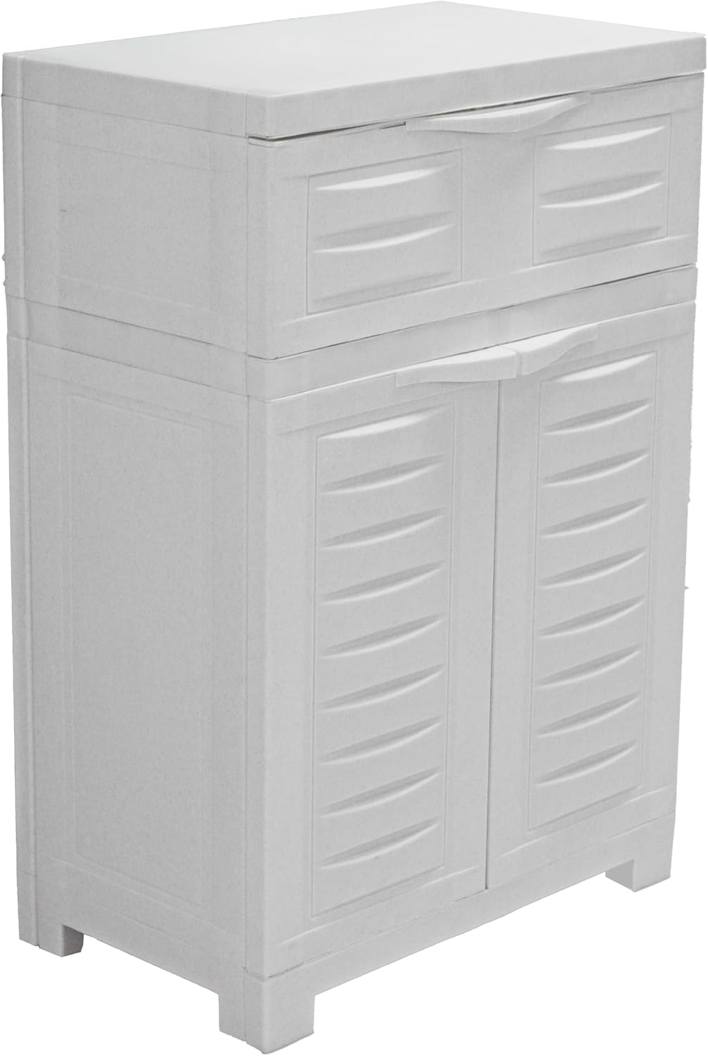 Sunnydaze 34.5' H Resin Garage Storage Cabinet - Garage Cabinet with Adjustable Shelf - Freestanding Utility Storage for Laundry Room, Office, Basement - Speckled White