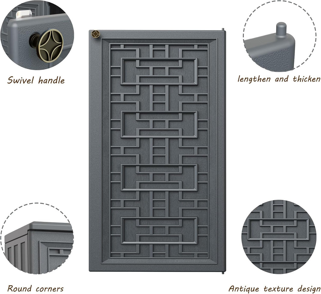 Mrosaa Storage Box Outdoor Caninet,Resin Indoor Storage Box Waterproof Outdoor Storage Cabinets for Patio/Garden/Backyard, Size 34.3''L*15''W*36.2''H(Grey)