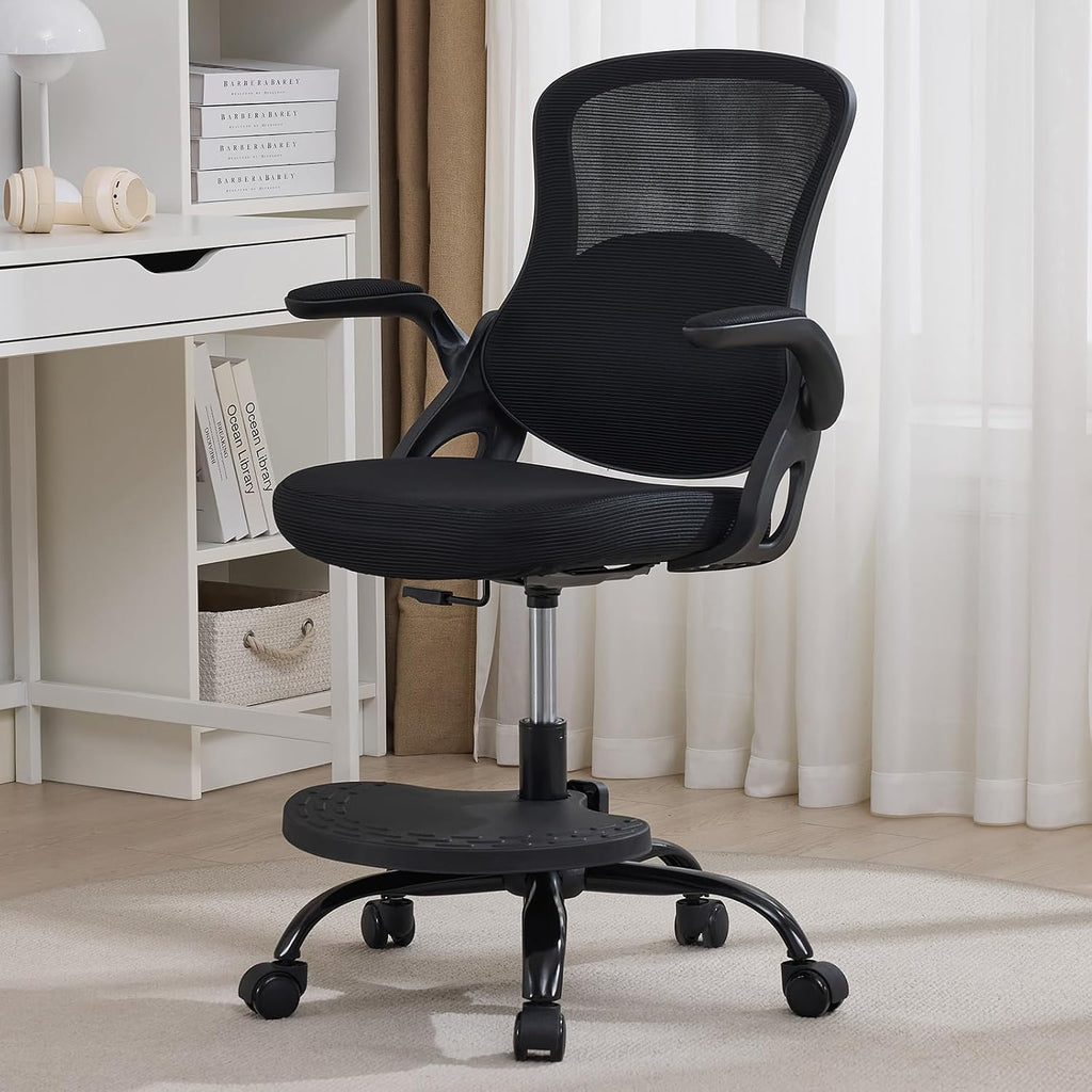 Kids Desk Chair,Ergonomic Study Chair with Adjustable Height,Swivel Mesh Desk Chair with Wheels,Home Office Chair for Children in Home Bedroom Black