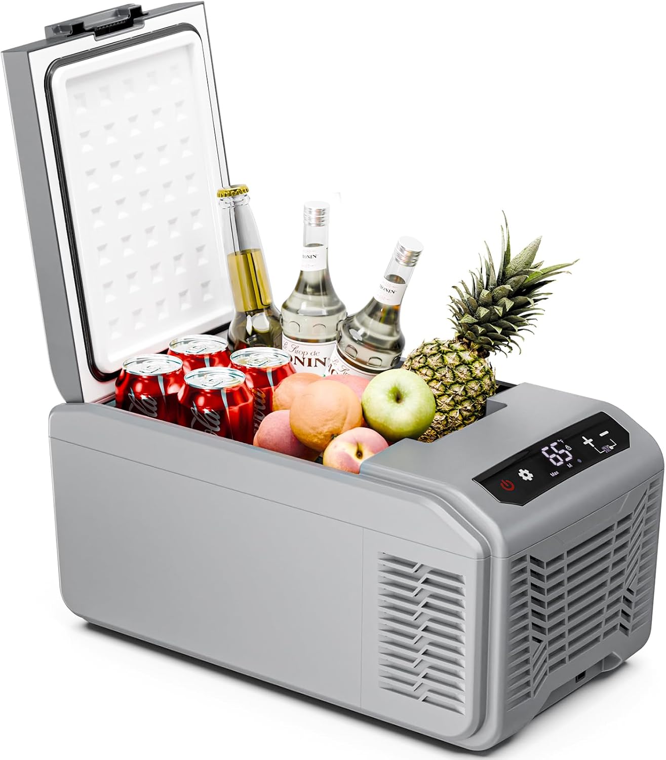 Antarctic Star Car Refrigerator, 12 Volt Car Fridge, 16 QT Portable Freezer Compressor Electric Cooler For Car, Control Panel with Lock, -4℉-68℉ 12V DC & 100V AC for Car/RV/Camping/Travel