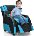 HONEY JOY Kids Recliner, Youth Game Reclining Chair w/Headrest & Back Pillow, Upholstered Leather Lounge Chair for Boys Girls, Manual Adjustable Toddler Single Sofa Chair for Living Room (Blue)