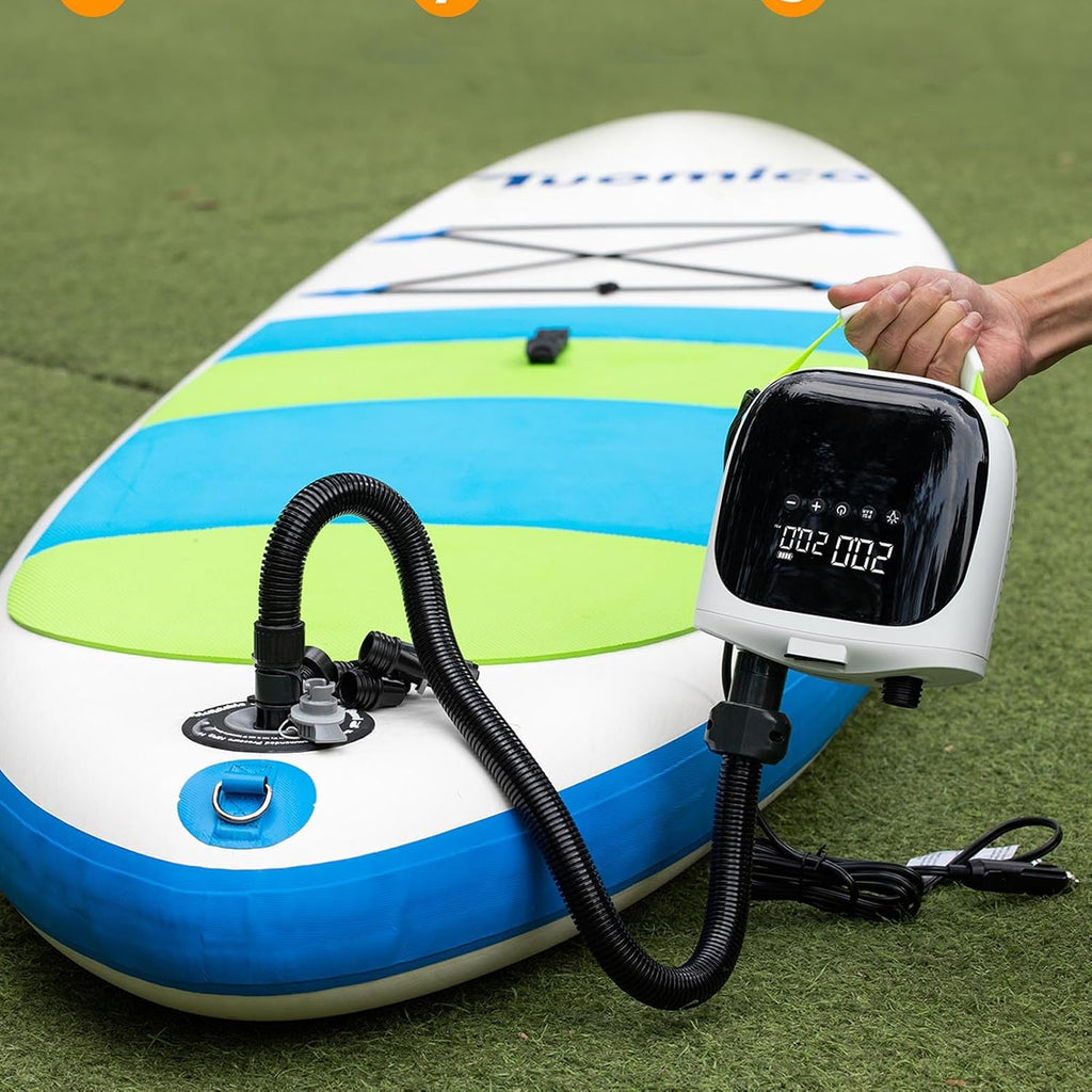 Estink Paddle Board Pump Electric Portable Pump, Compact Lightweight Design, High Capacity Rechargeable Battery, Inflates 20PSI with LCD Screen, 7 Adapters for Paddleboard
