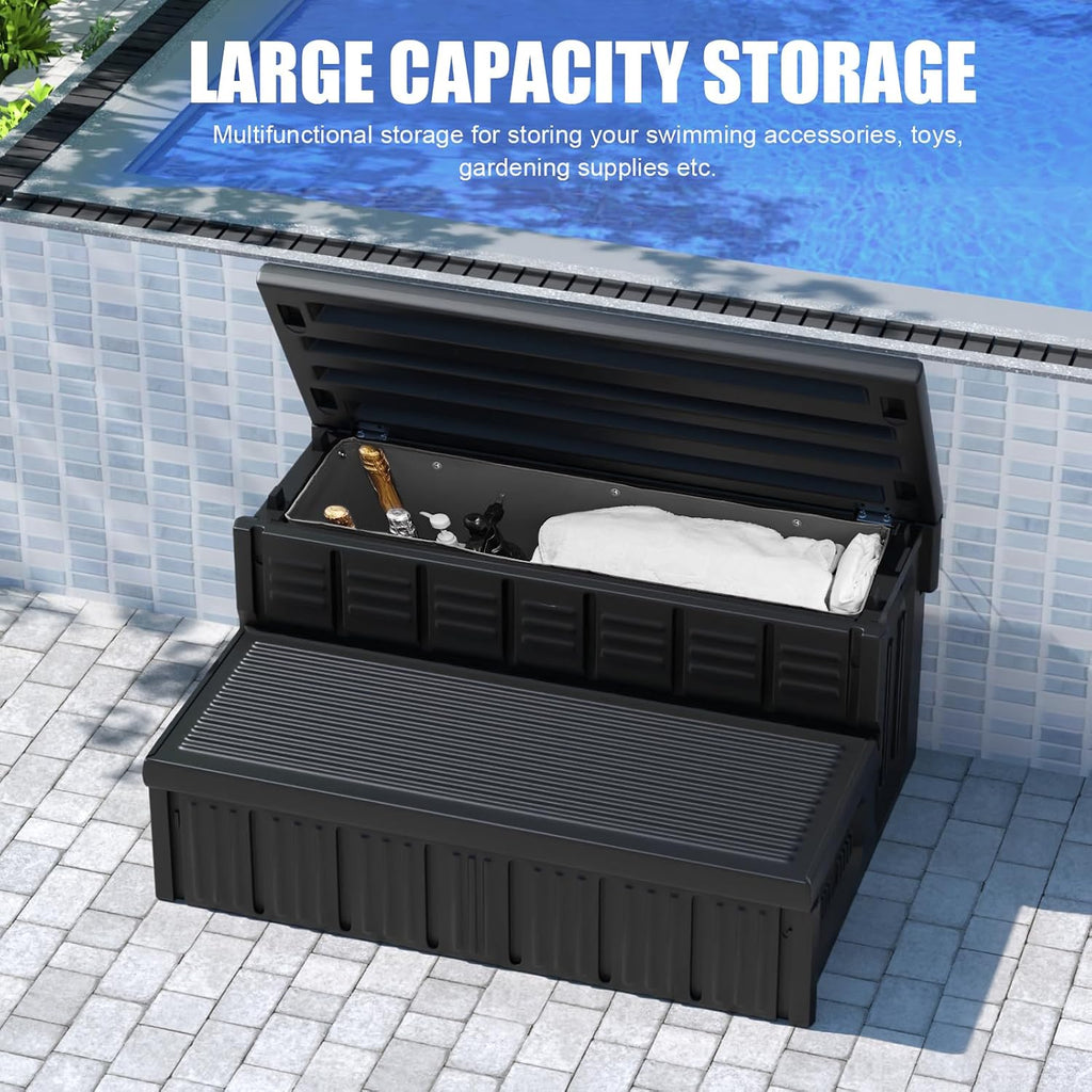 Hot Tub Steps, Outdoor Spa Steps with Storage, Non-Slip & Sturdy Hot Tub Stairs, 36 Inches Long