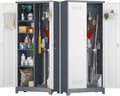 Broom Storage Cabinet, Metal Cabinet with Shelves and Hanging Rod, 72.8' Utility Cabinets with Locking Door, Tall Cleaning Storage for Kitchen, Pantry, Office, Shop, Garage