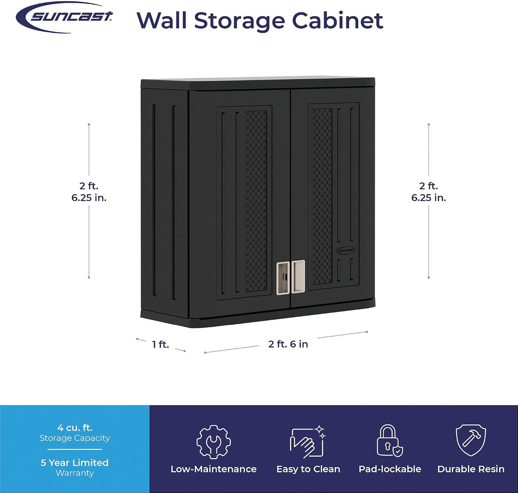 Suncast Wall Storage Cabinet, Black