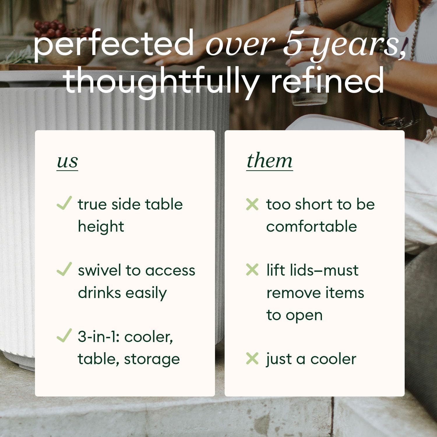 Veradek Outdoor Cooler Side Table - 2 in 1 - Designed for use as Outdoor Side Table, Patio Decor and Ice Chest