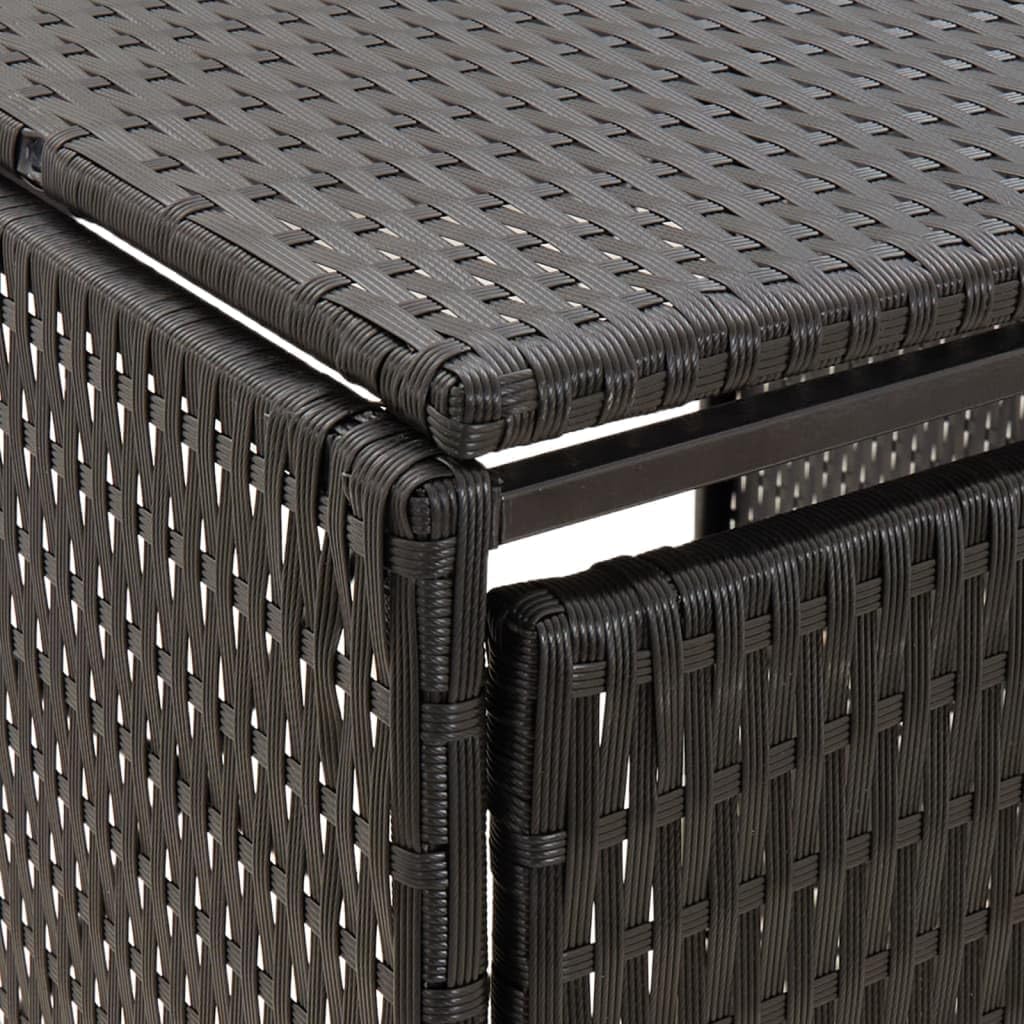vidaXL Bin Store, Outdoor Trash Can Storage for Garbage Cans, Double Wheelie Bin Shed for Patio Backyard Garden, Black Poly Rattan
