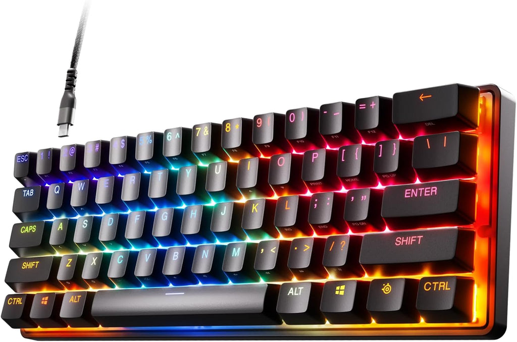 SteelSeries Apex Pro Mini Mechanical Gaming Keyboard – World's Fastest Keyboard – Adjustable Actuation – Compact 60% Form Factor – RGB – PBT Keycaps – USB-C (Renewed)