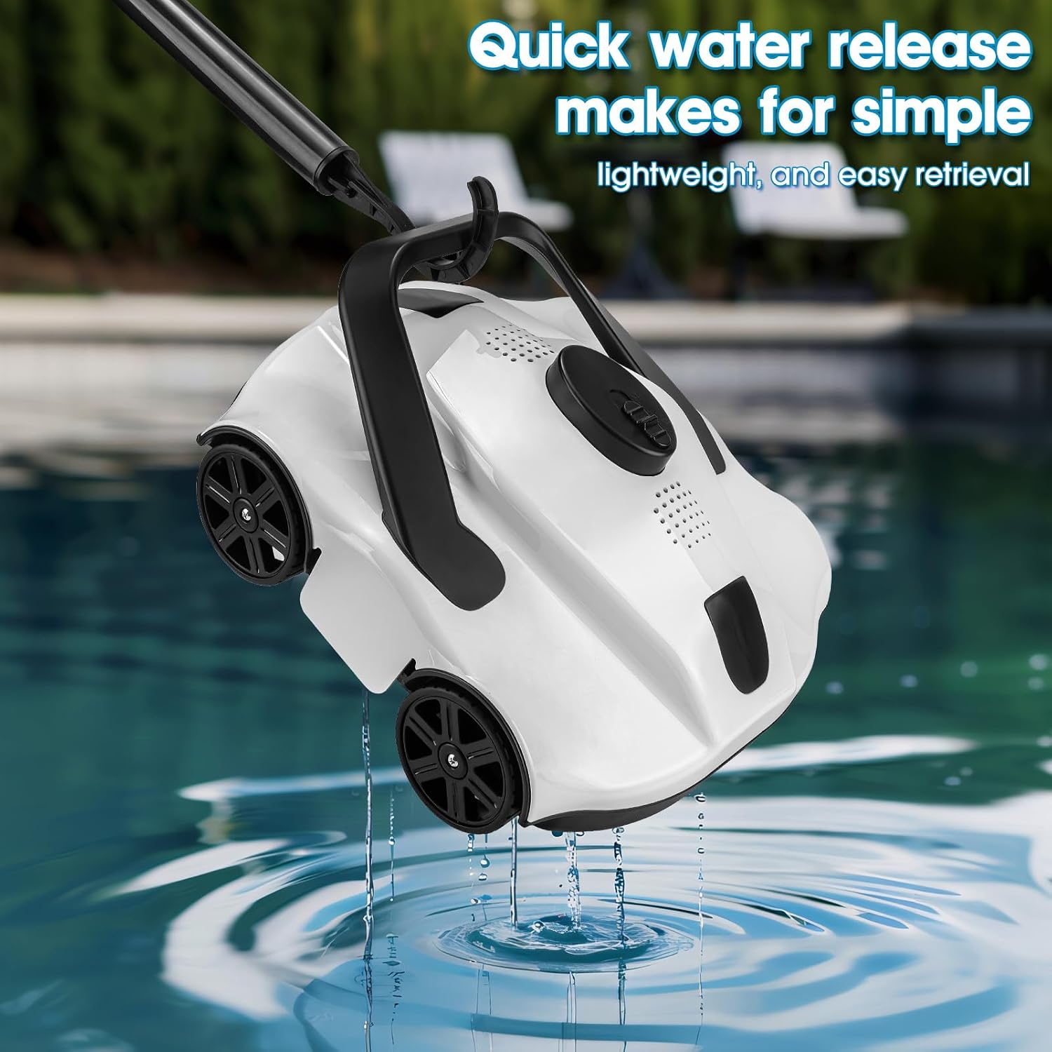 Robotic Pool Cleaner,Up to 1076 Sq.ft,Lasts 130 Mins,SYANSPAN Cordless Pool Vacuum for Above Ground Pool,Powerful Suction Dual-Drive Motors,Pool Robot Vacuum Self-Parking Technology (120mins)